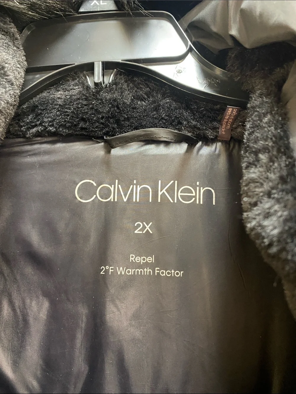 Calvin Klein Women's Black Quilted Puffer with Faux Fur Trim Hood